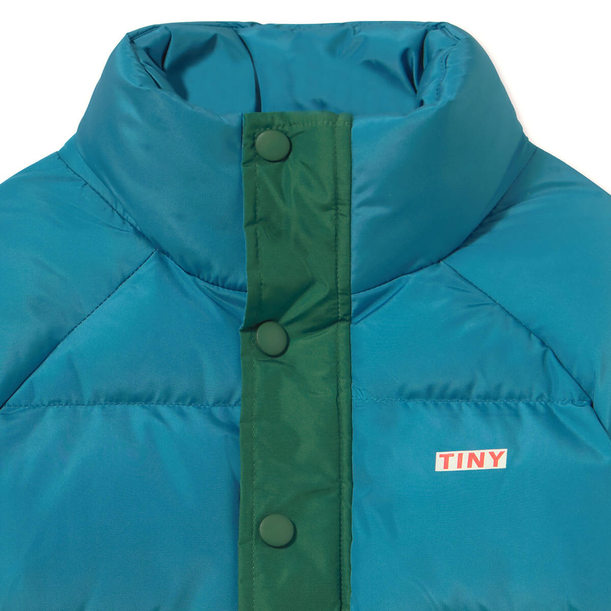 Color Block Short Padded Jacket in Dark Cyan by Tinycottons