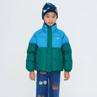 Color Block Short Padded Jacket in Dark Cyan by Tinycottons