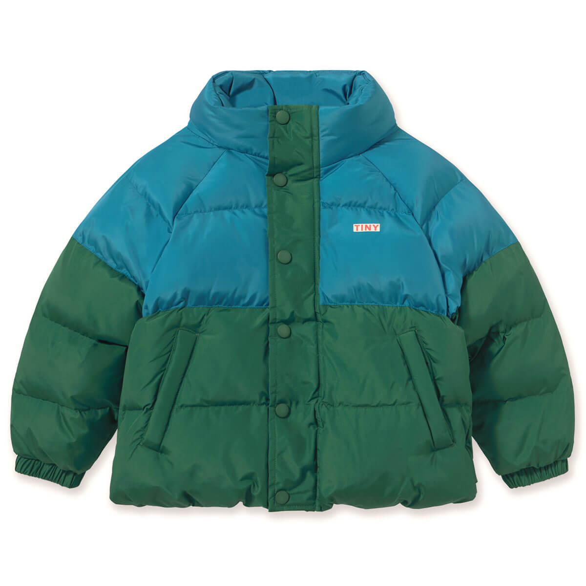 Color Block Short Padded Jacket in Dark Cyan by Tinycottons
