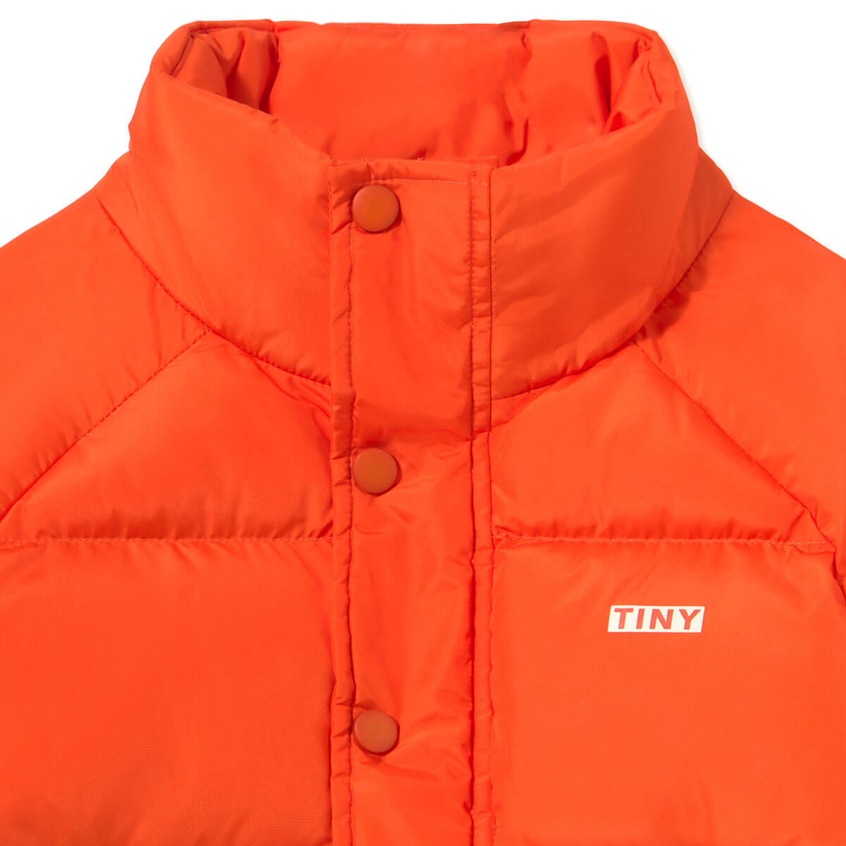 Color Block Short Padded Jacket in Summer Red by Tinycottons