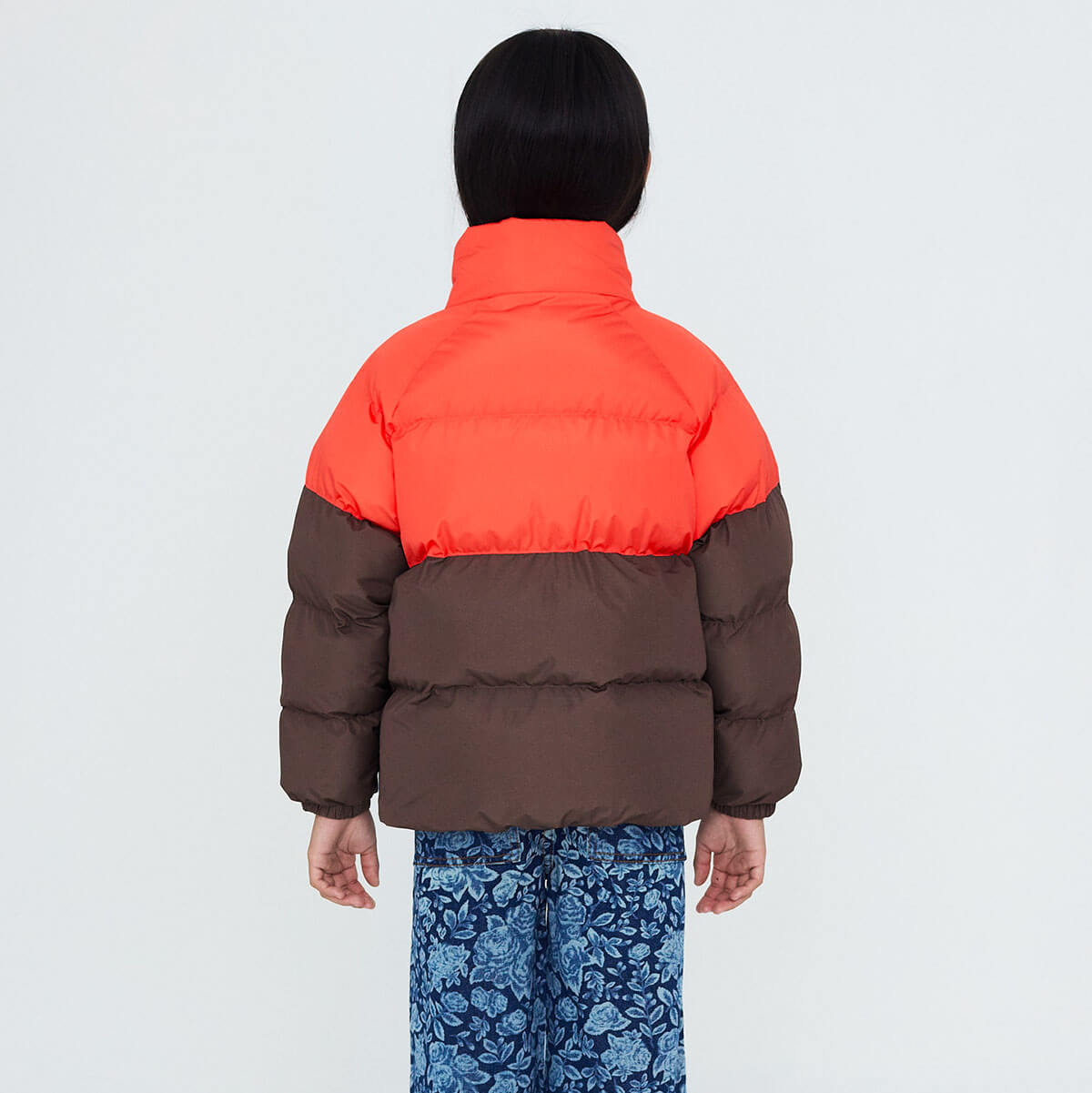Color Block Short Padded Jacket in Summer Red by Tinycottons
