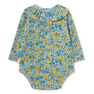 Flower Pattern Rib Baby Body in Washed Blue by Tinycottons