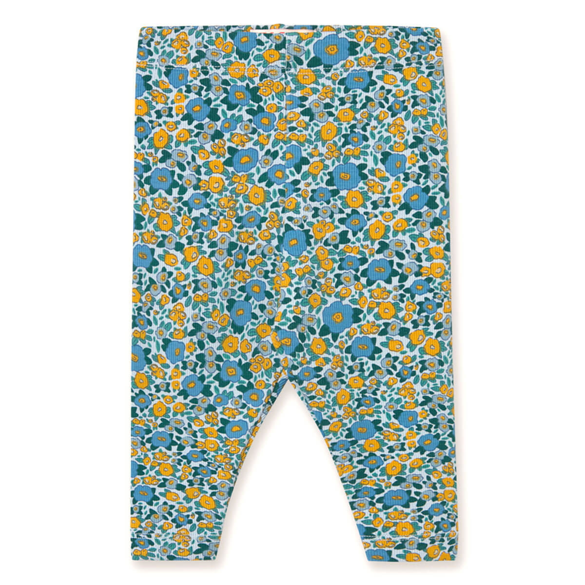 Flower Pattern Rib Baby Pant in Washed Blue by Tinycottons
