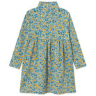 Flower Pattern Rib Mock Neck Dress in Washed Blue by Tinycottons