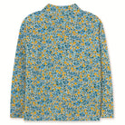 Flower Pattern Rib Mock Neck Tee in Washed Blue by Tinycottons