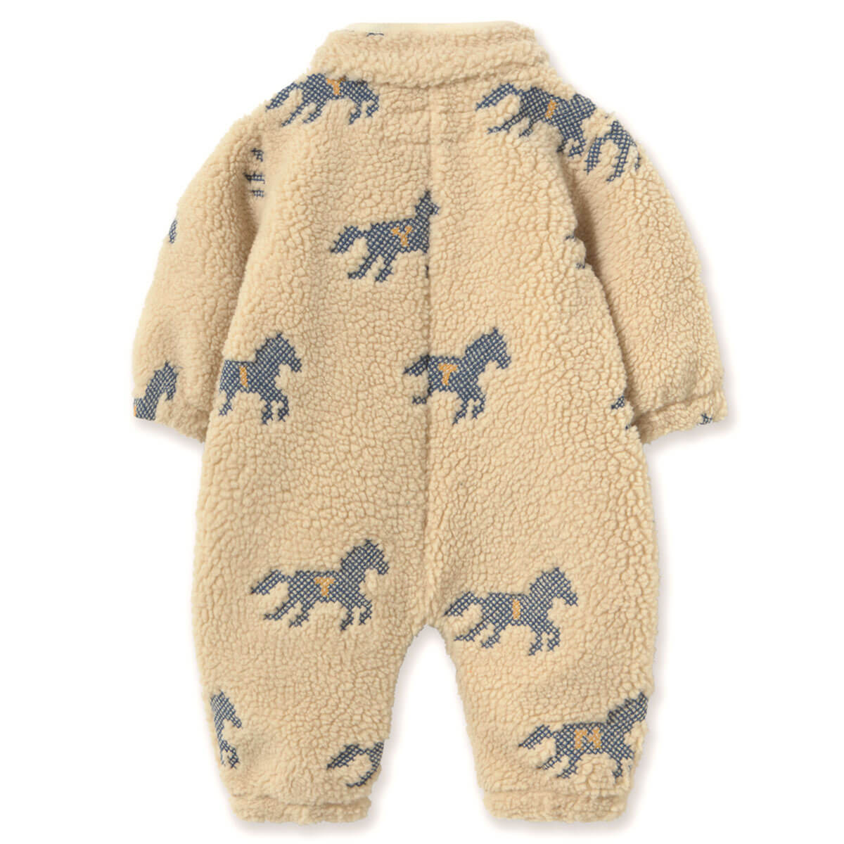 Horses Sherpa Baby One-Piece in Vanilla by Tinycottons