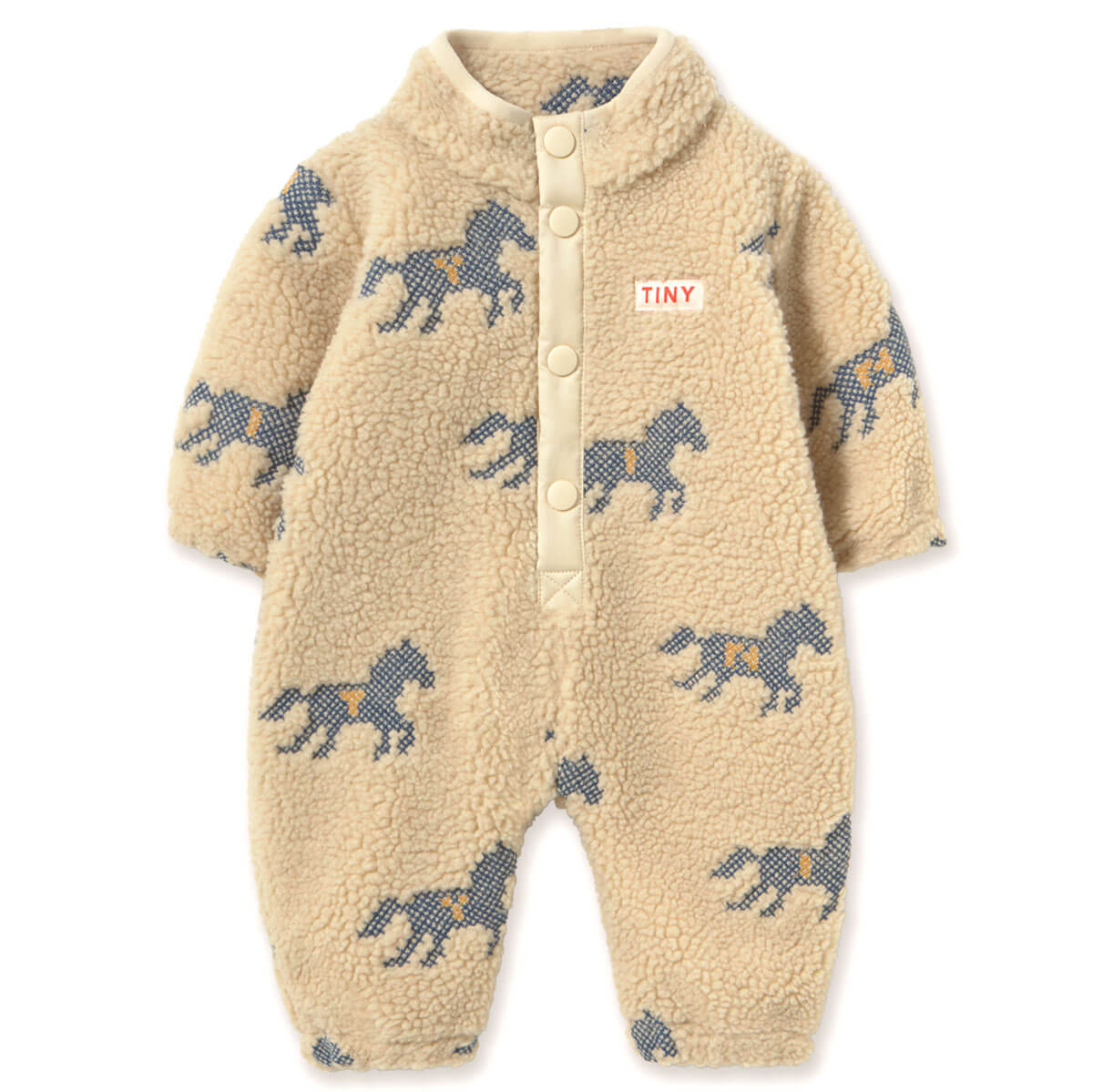 Horses Sherpa Baby One-Piece in Vanilla by Tinycottons