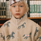Horses Sherpa Sweatshirt in Vanilla by Tinycottons