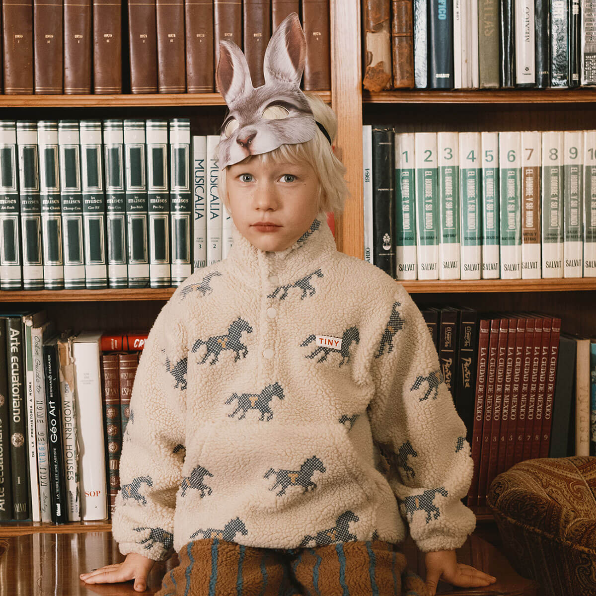 Horses Sherpa Sweatshirt in Vanilla by Tinycottons