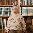 Horses Sherpa Sweatshirt in Vanilla by Tinycottons