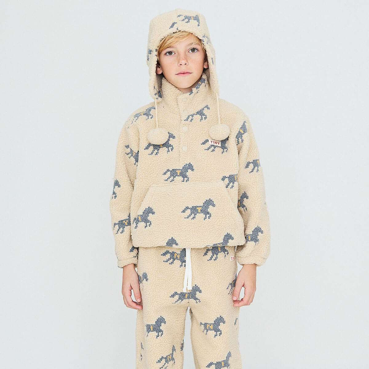 Horses Sherpa Sweatshirt in Vanilla by Tinycottons