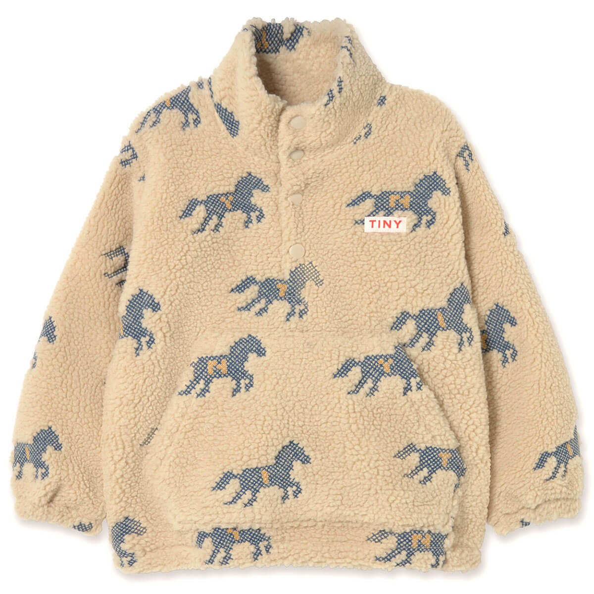 Horses Sherpa Sweatshirt in Vanilla by Tinycottons