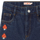 Mini Mushrooms Embroidered Denim Pant by Tinycottons