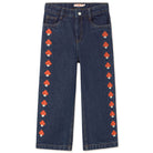 Mini Mushrooms Embroidered Denim Pant by Tinycottons