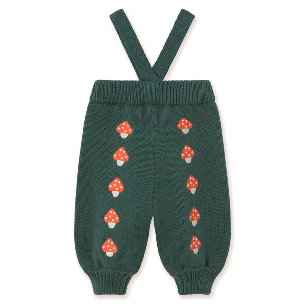Mini Mushrooms Knitted Baby Pant in Dark Emerald by Tinycottons