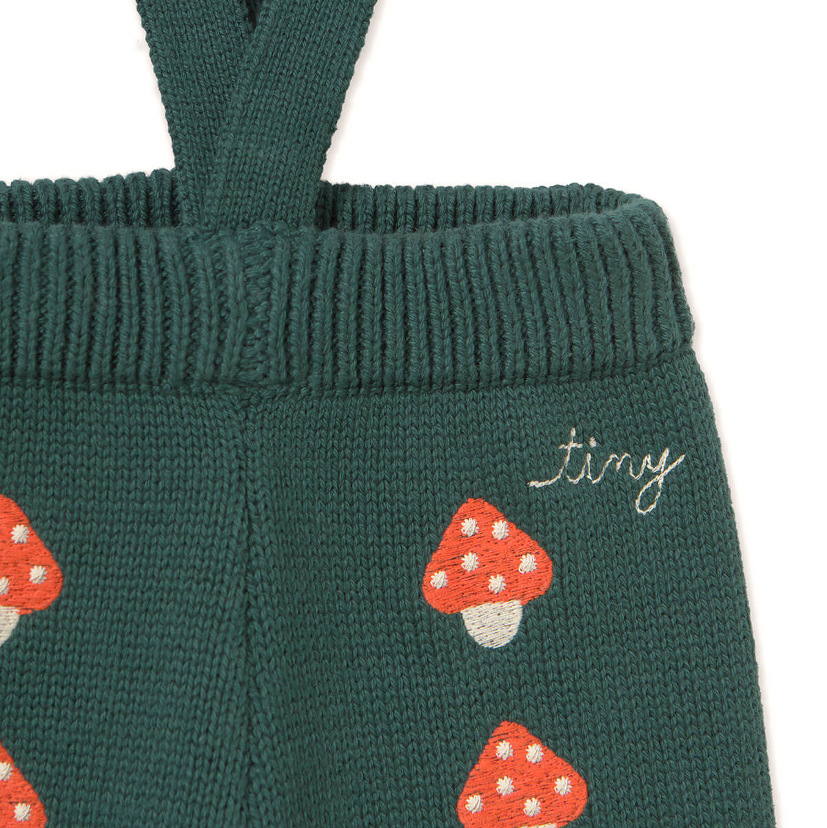 Mini Mushrooms Knitted Baby Pant in Dark Emerald by Tinycottons