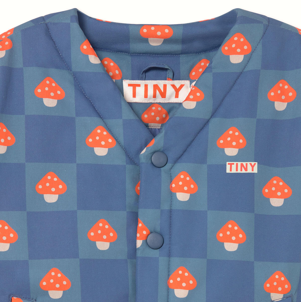 Mushroom Padded Jacket in Light Navy by Tinycottons