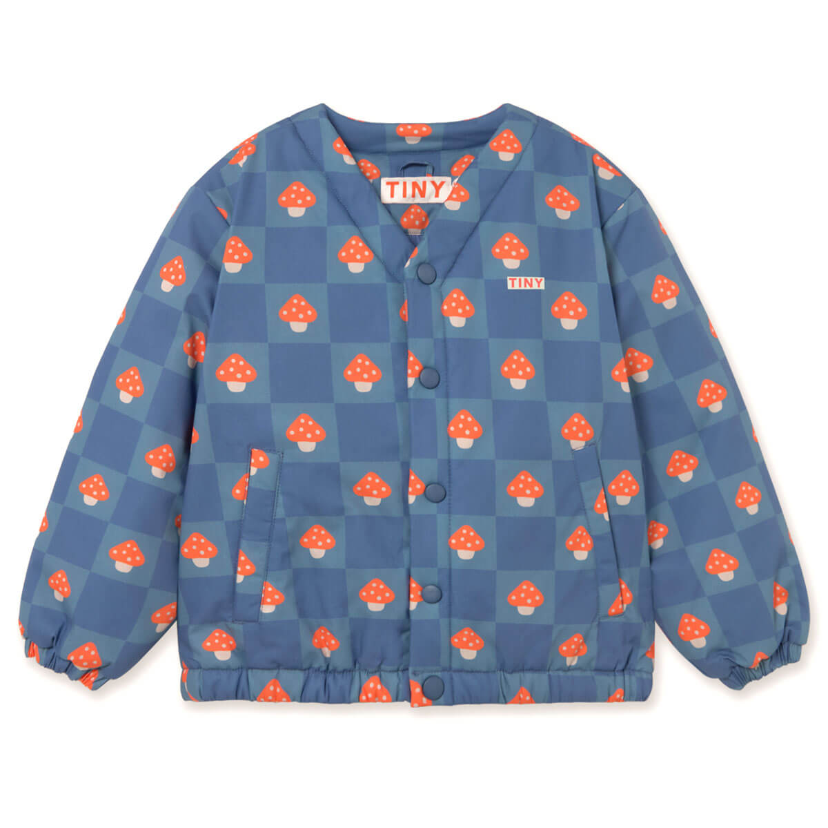 Mushroom Padded Jacket in Light Navy by Tinycottons