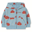 Mushrooms Baby Hoodie in Denim Blue by Tinycottons