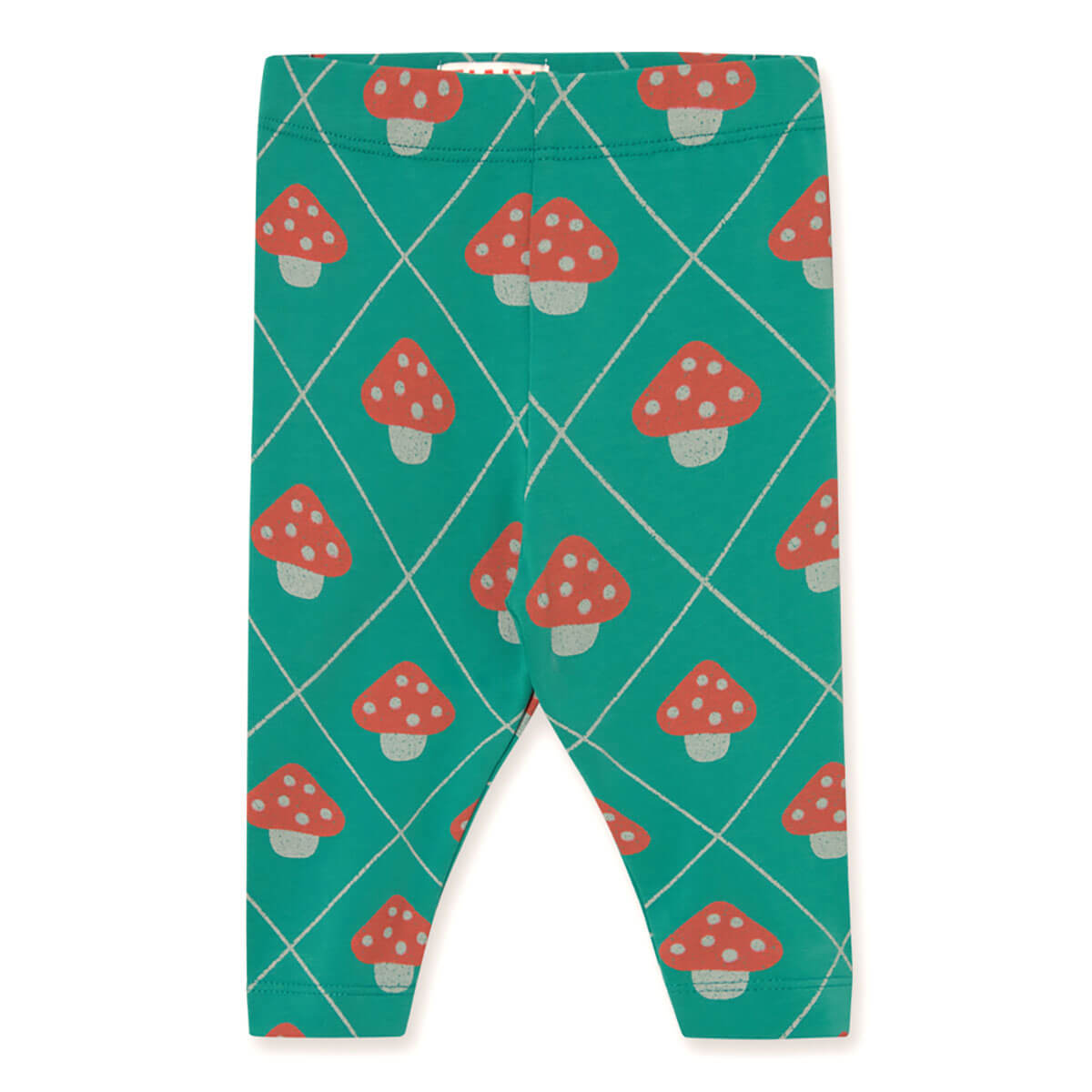 Mushrooms Baby Leggings in Dark Emerald by Tinycottons