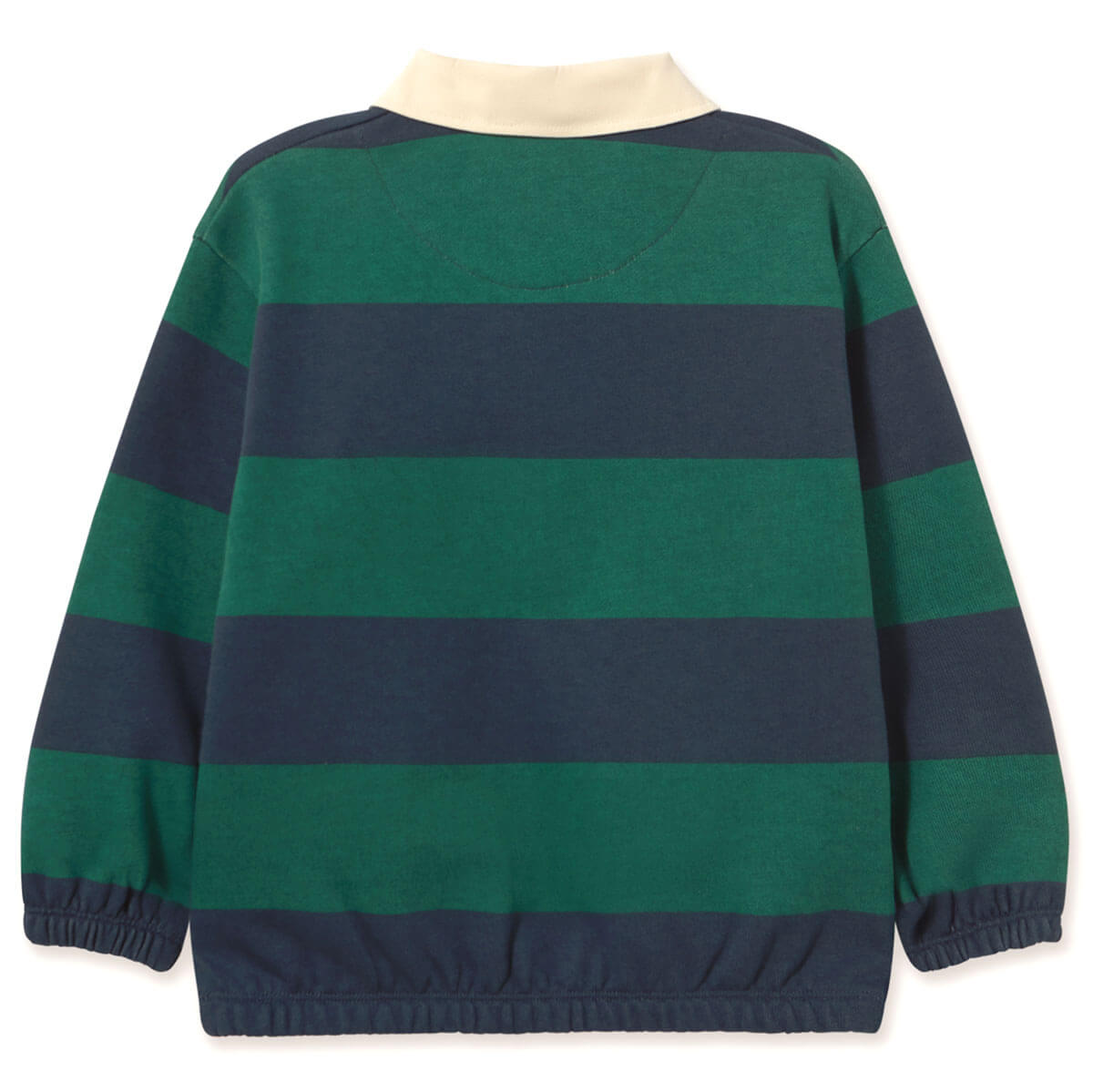 Navy Stripes Polo Sweatshirt in Dark Green by Tinycottons
