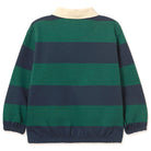 Navy Stripes Polo Sweatshirt in Dark Green by Tinycottons