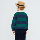 Navy Stripes Polo Sweatshirt in Dark Green by Tinycottons