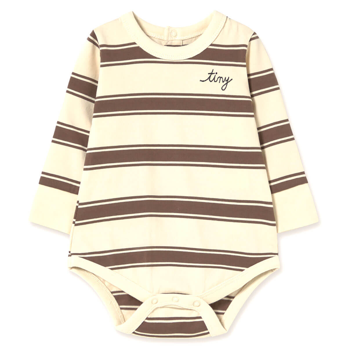 Retro Stripes Baby Body in Cacao by Tinycottons
