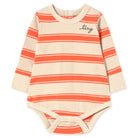 Retro Stripes Baby Body in Summer Red by Tinycottons