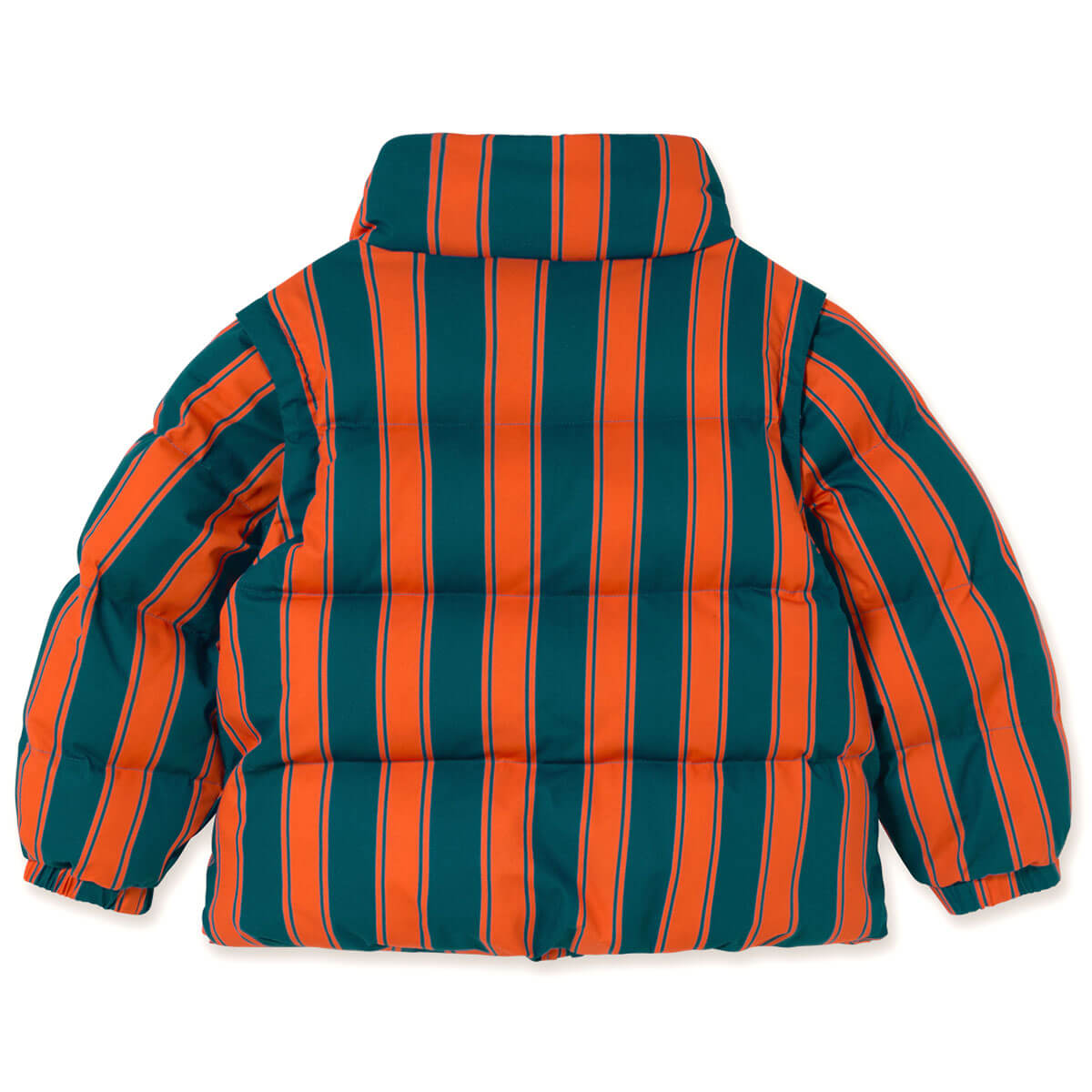 Retro Stripes Short Padded Jacket in Summer Red by Tinycottons