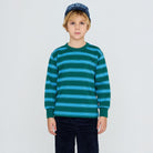 Retro Stripes Sleeve Tee in Dark Green by Tinycottons