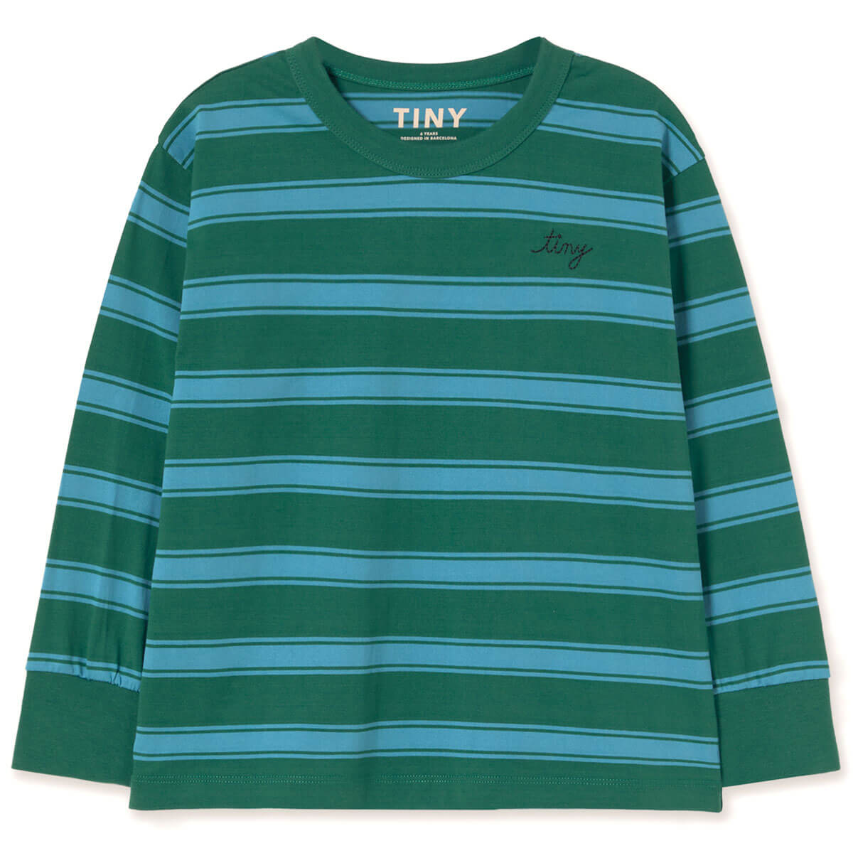 Retro Stripes Sleeve Tee in Dark Green by Tinycottons