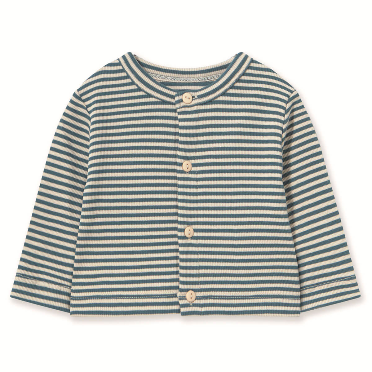 Stripes Rib Baby Jacket in Stormy Blue by Tinycottons