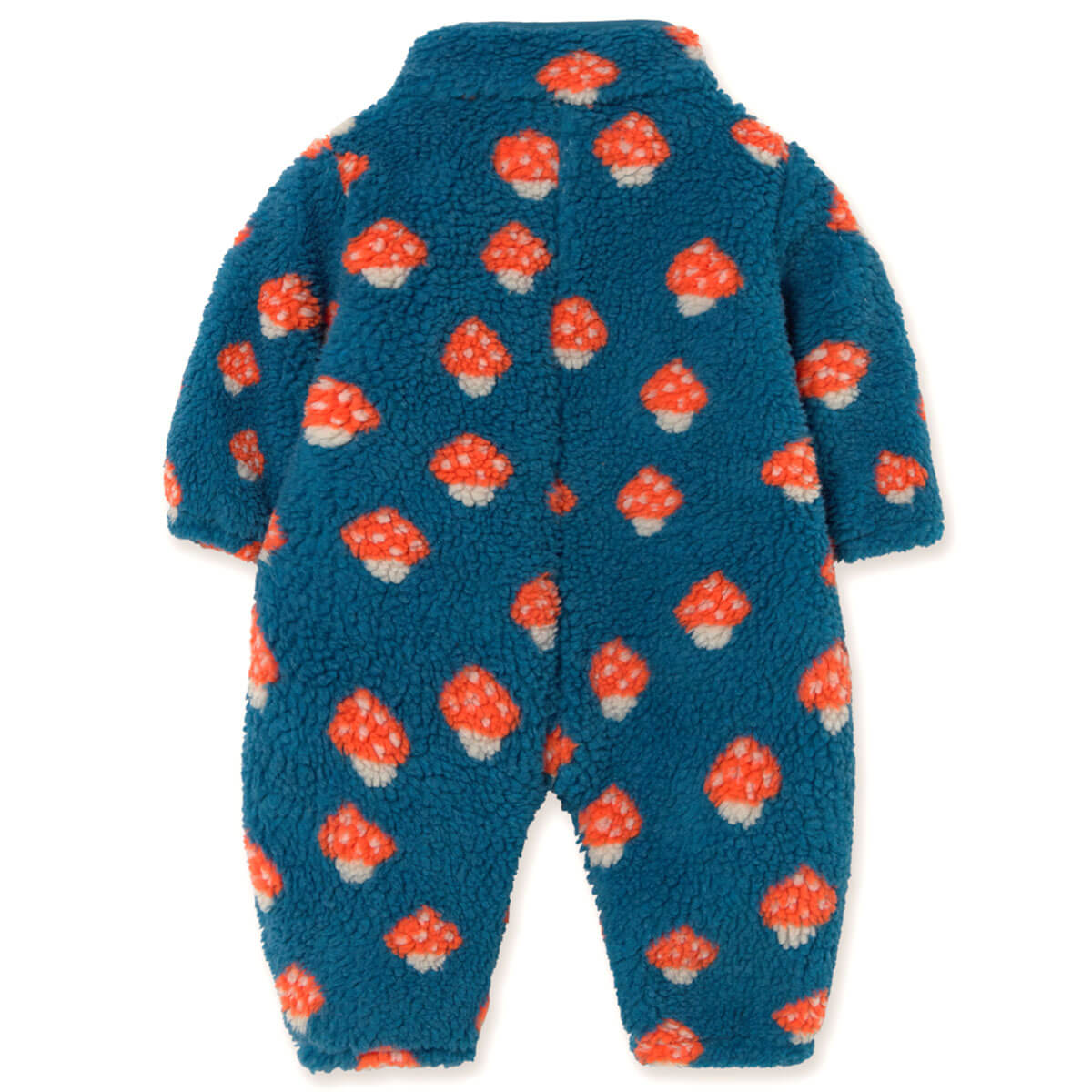 Tiny Mushrooms Sherpa Baby One-Piece in Petrol Blue by Tinycottons