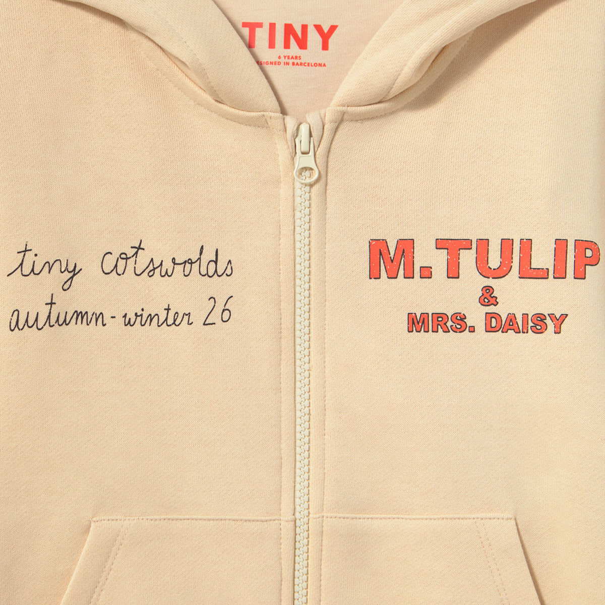 Tulip & Daisy Graphic Hoodie in Vanilla by Tinycottons