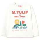 Tulip & Daisy Graphic Sleeve Tee in Off White by Tinycottons