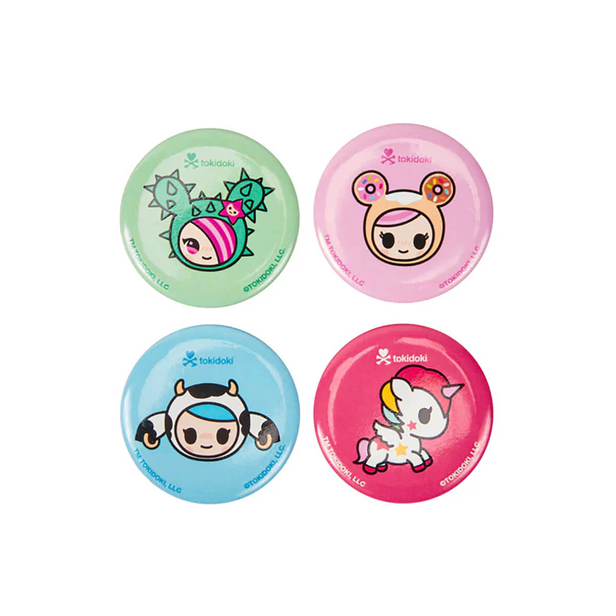 Tokidoki 20th Anniversary Chibi 4 Character Badge Set by Tokidoki