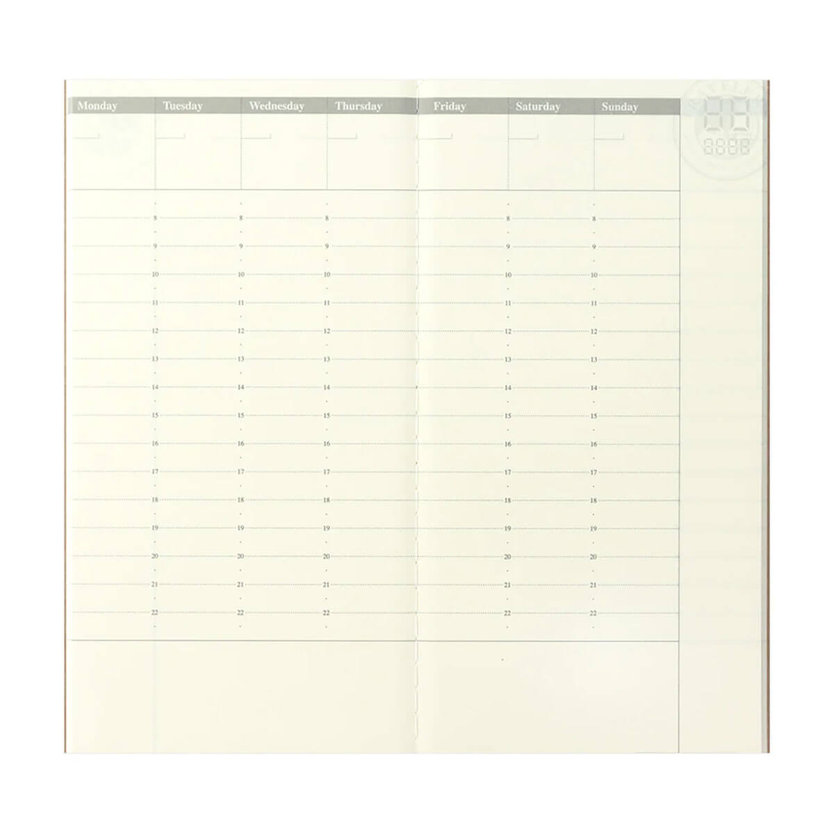 Traveler's Notebook Weekly Diary Free Vertical Refill 018 by Traveler's Company