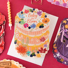 Baby In Bloom Cake Shaped Greetings Card by Two For Joy Illustration