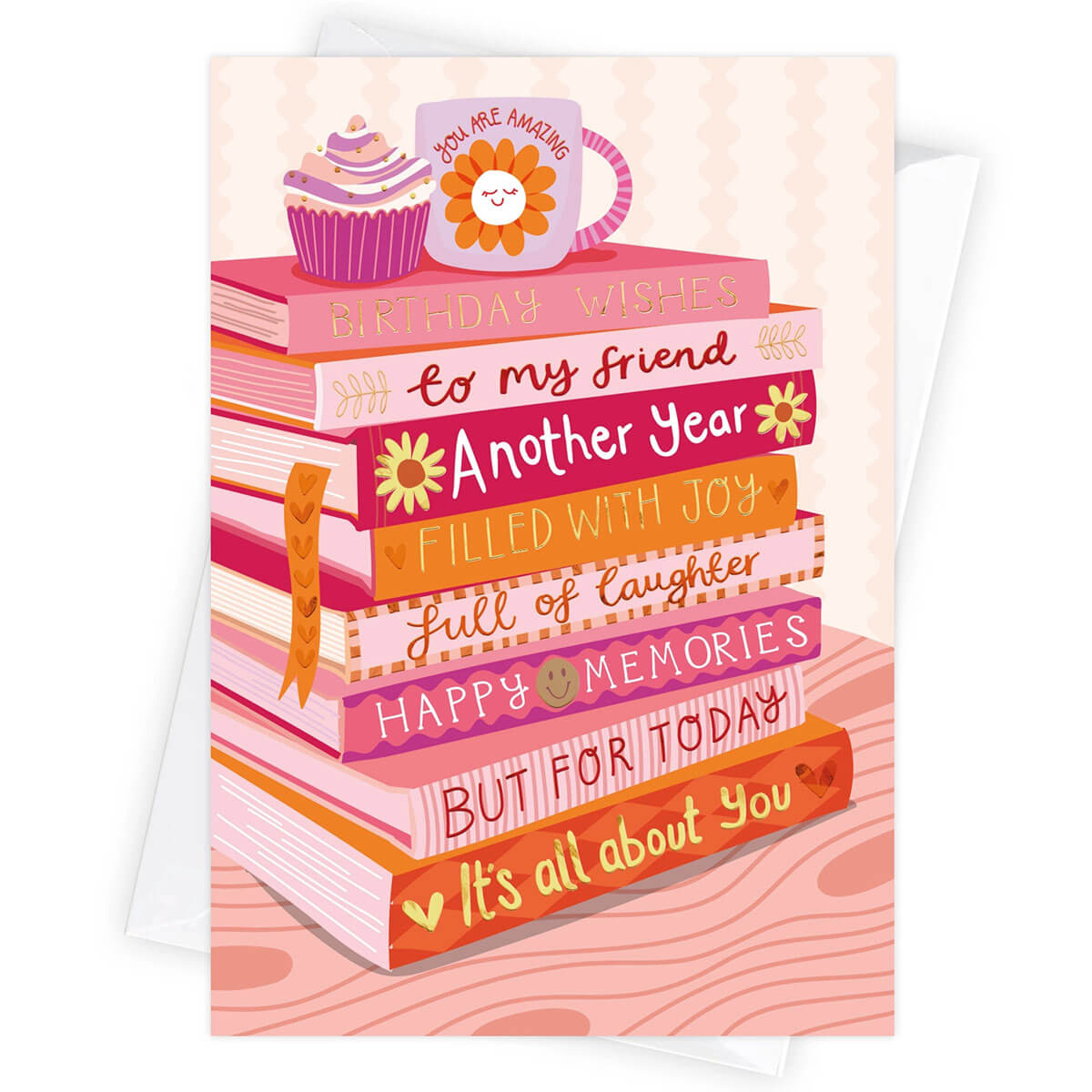 Happy Birthday To My Friend Bookish Greetings Card by Two For Joy Illustration