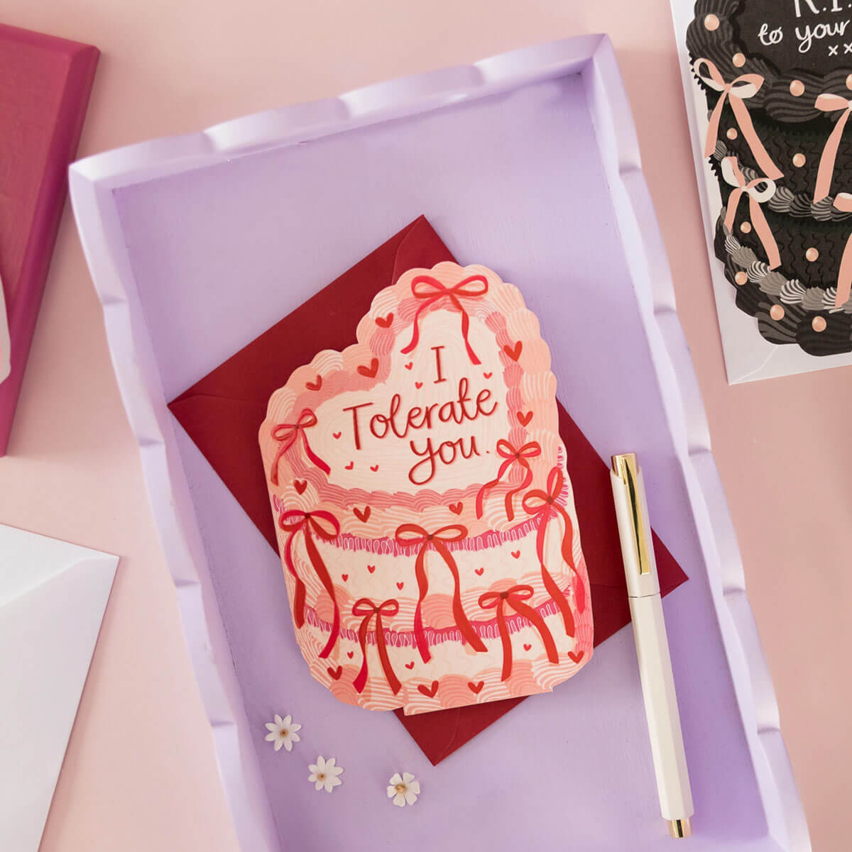 I Tolerate You Cake Shaped Greetings Card by Two For Joy Illustration