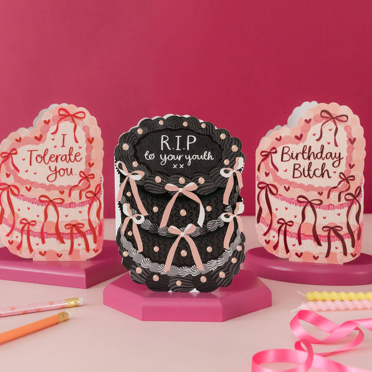 Rip To Your Youth Cake Shaped Greetings Card by Two For Joy Illustration