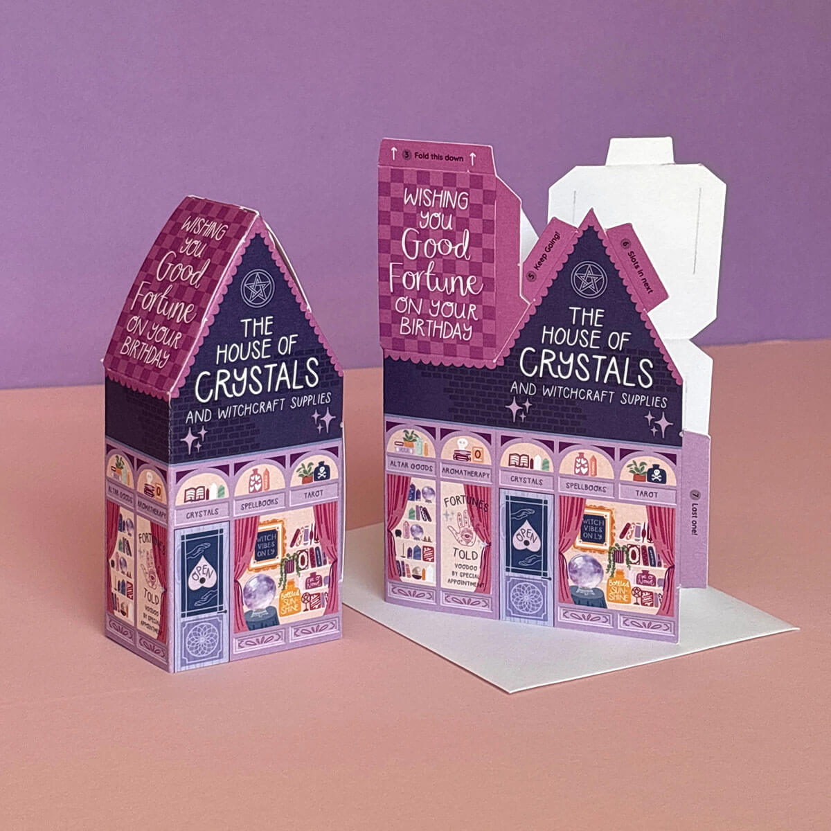 The House of Crystals 3D Greetings Card by Two For Joy Illustration