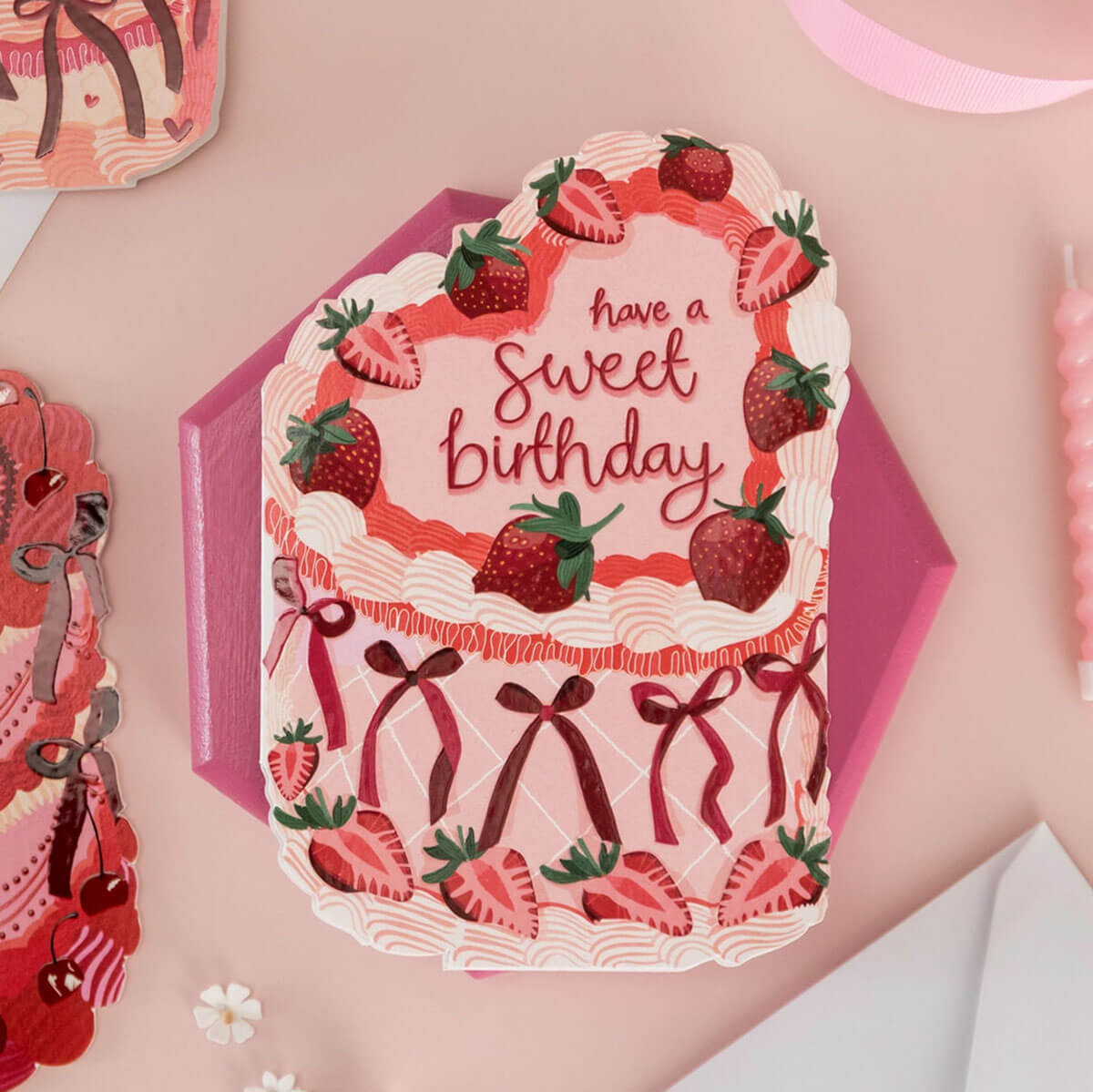 Sweet Birthday Cake Shaped Greetings Card by Two For Joy Illustration
