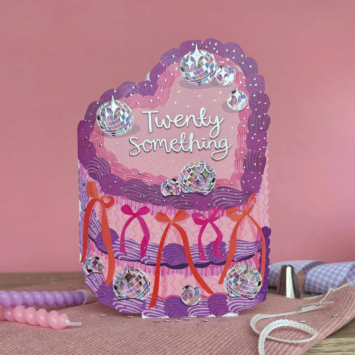 Twenty Something Cake Shaped Greetings Card by Two For Joy Illustration