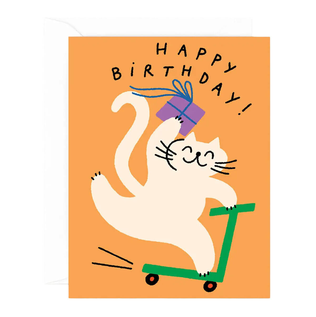 Scooter Cat Birthday Greetings Card by Odile Ferraille for Wrap