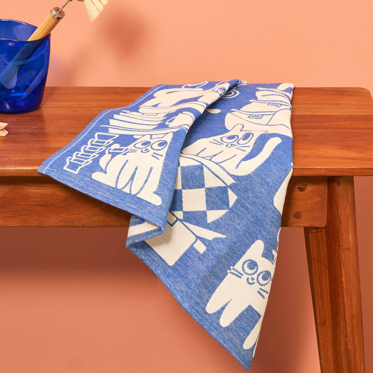 Kitchen Cats Woven Cotton Tea Towel by Wrap