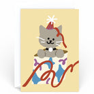 Cat In A Present Greetings Card by Limoo Park for Wrap