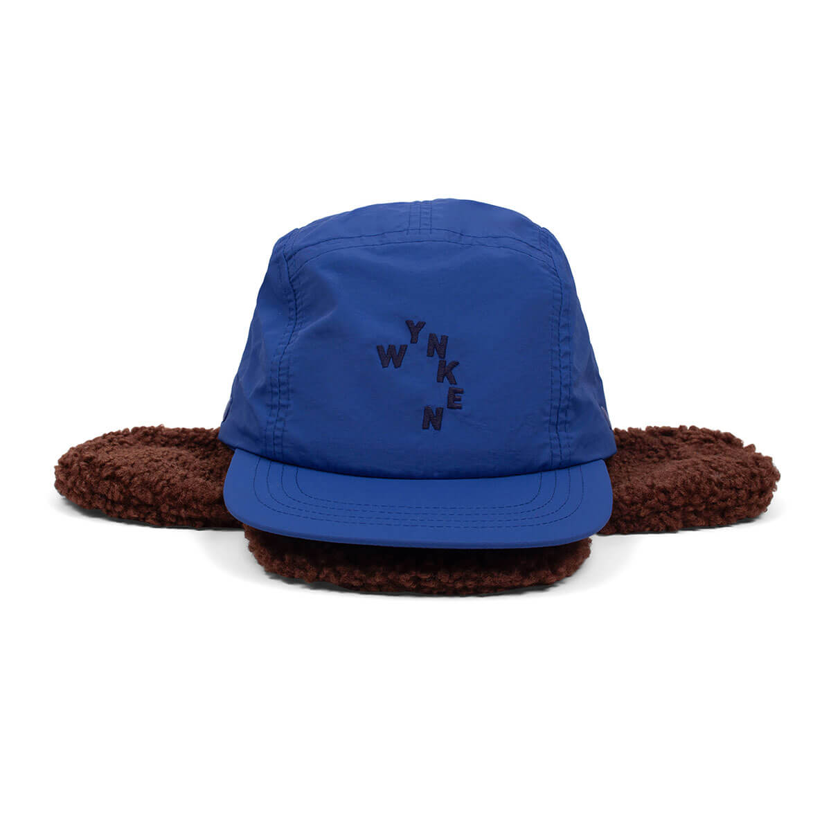 Double Deerstalker Cap in Blue / Soft Tan by Wynken