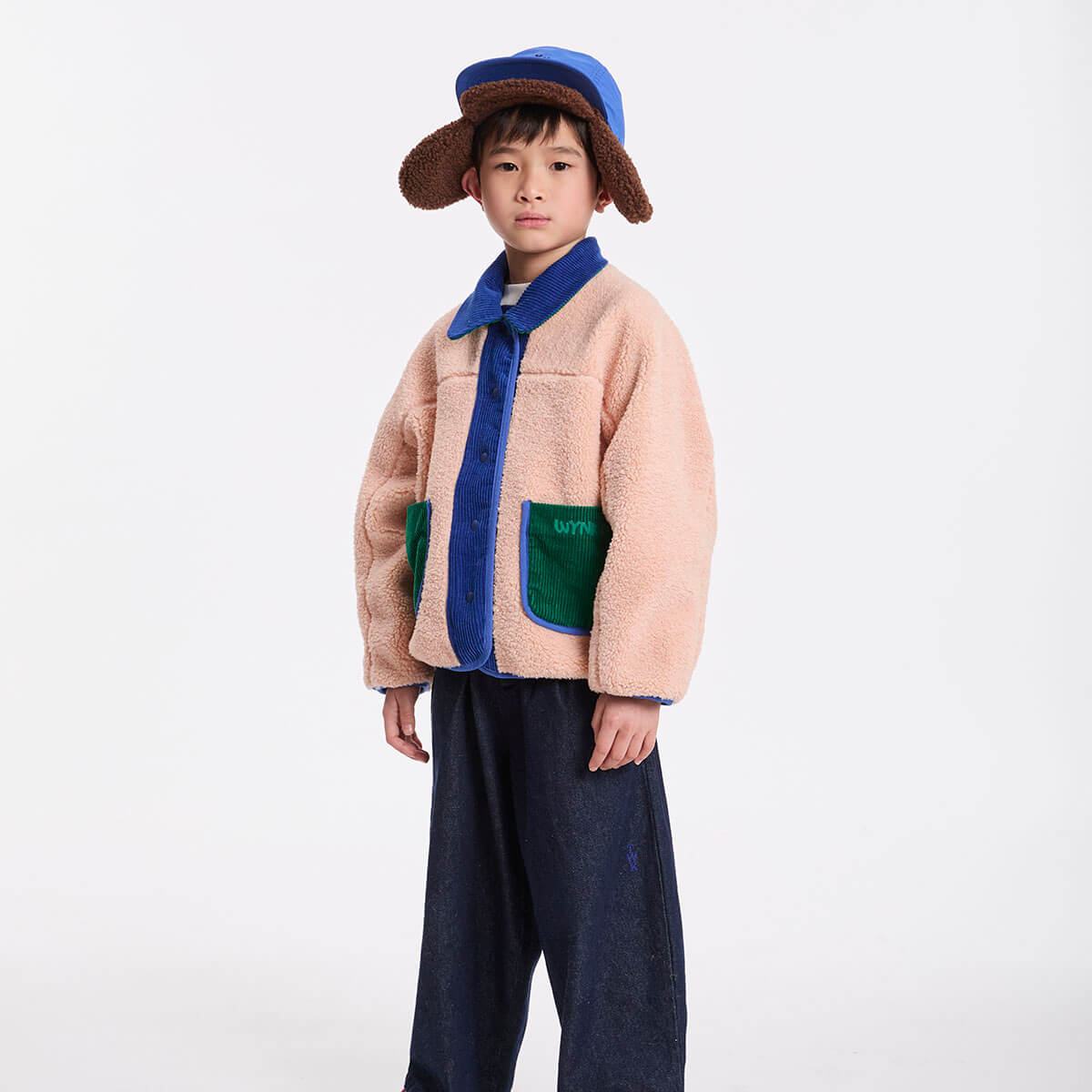 Faux Fur Reversible Jacket in Blue / Ode To Rose by Wynken